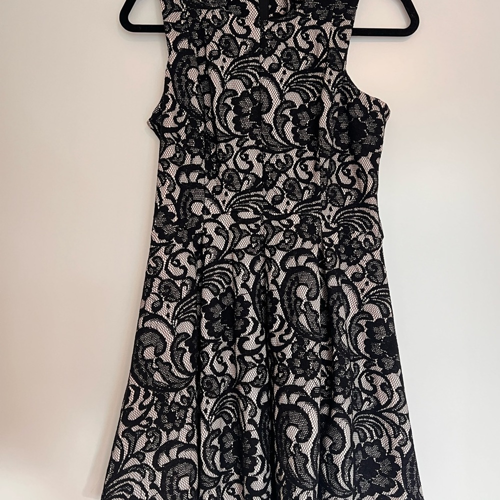 HeartSoul Black and Cream Lace Midi Dress